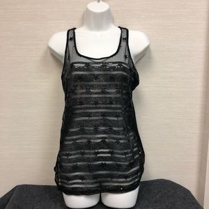2/$10 Guess black sequin stars& stripes tank top